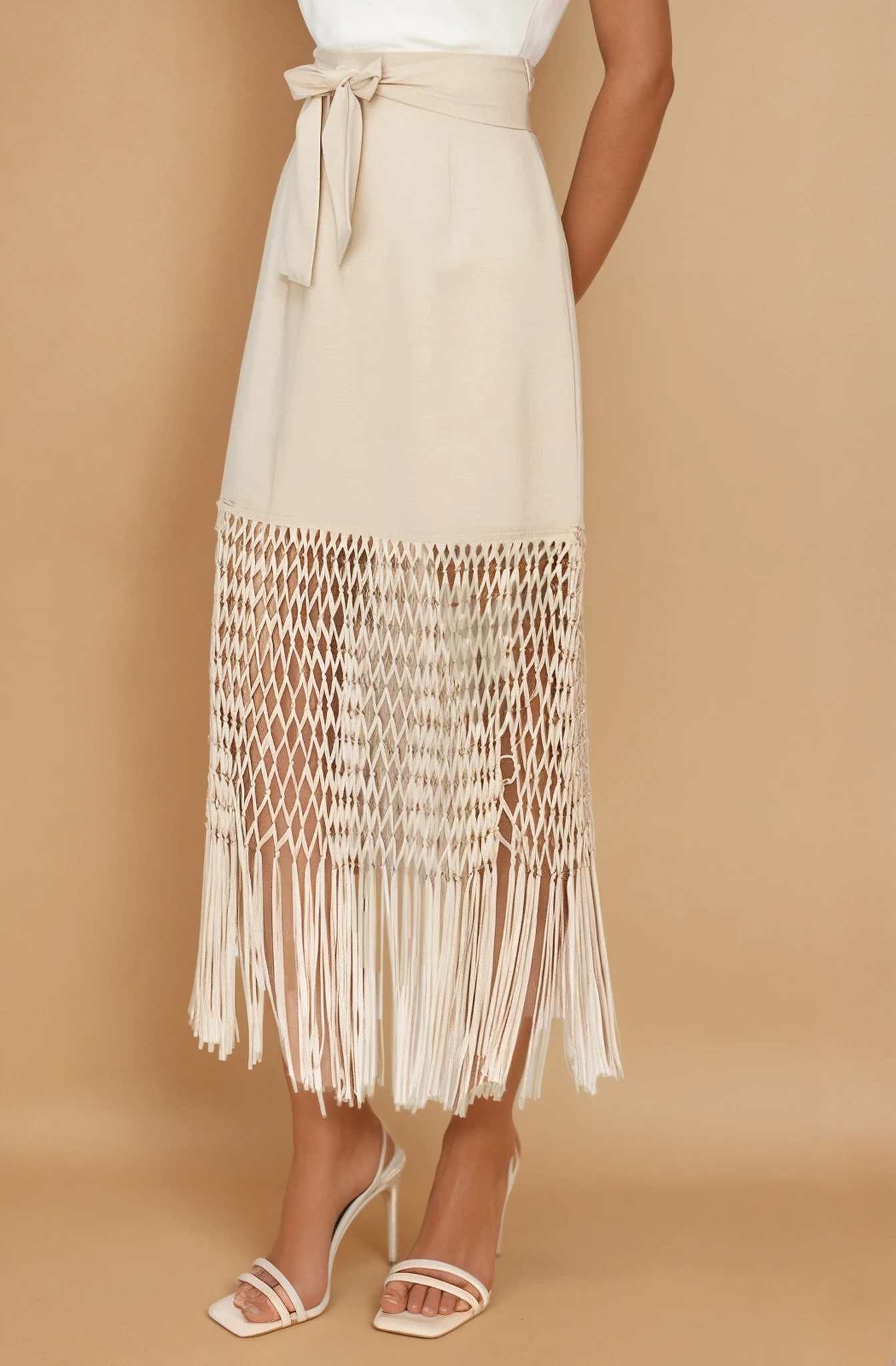 Soni Fringe Hem High Waist Skirt