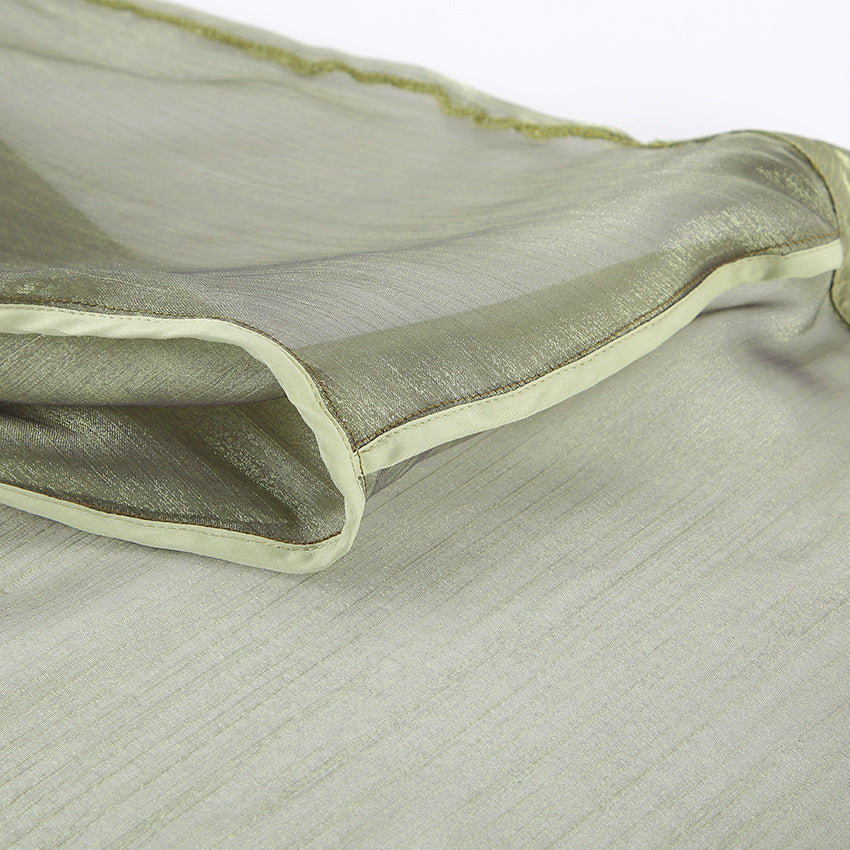 Green Sheer Long Sleeve Top