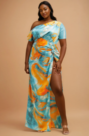 Eve Oura Slit Satin Dress