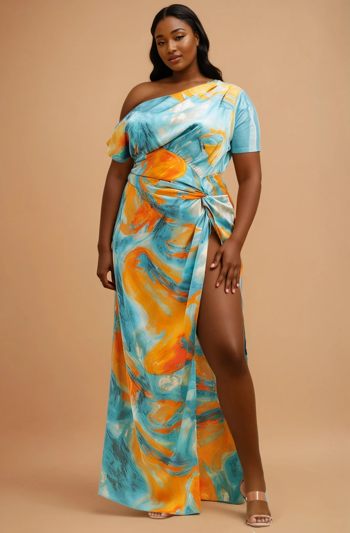 Eve Oura Slit Satin Dress