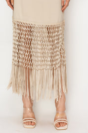 Soni Fringe Hem High Waist Skirt
