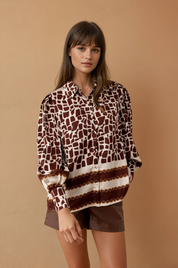 Cleo Brown Print Blouse