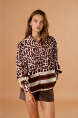 Cleo Brown Print Blouse