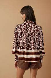 Cleo Brown Print Blouse