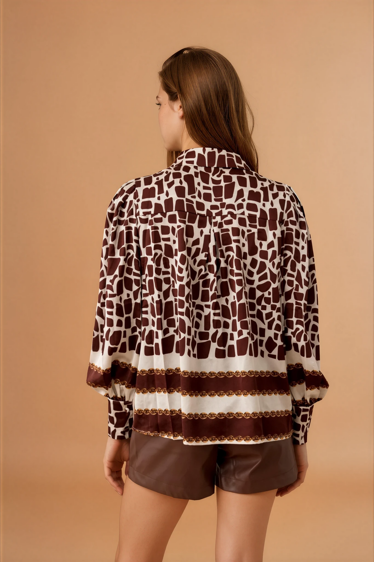 Cleo Brown Print Blouse