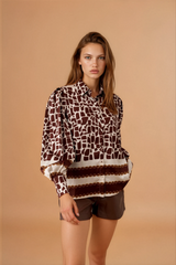 Cleo Brown Print Blouse