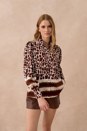 Cleo Brown Print Blouse