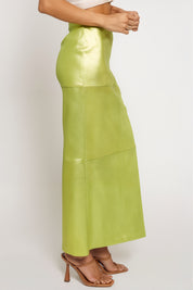 Green Metallic Maxi Skirt