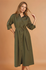 Olive Buckle Midi