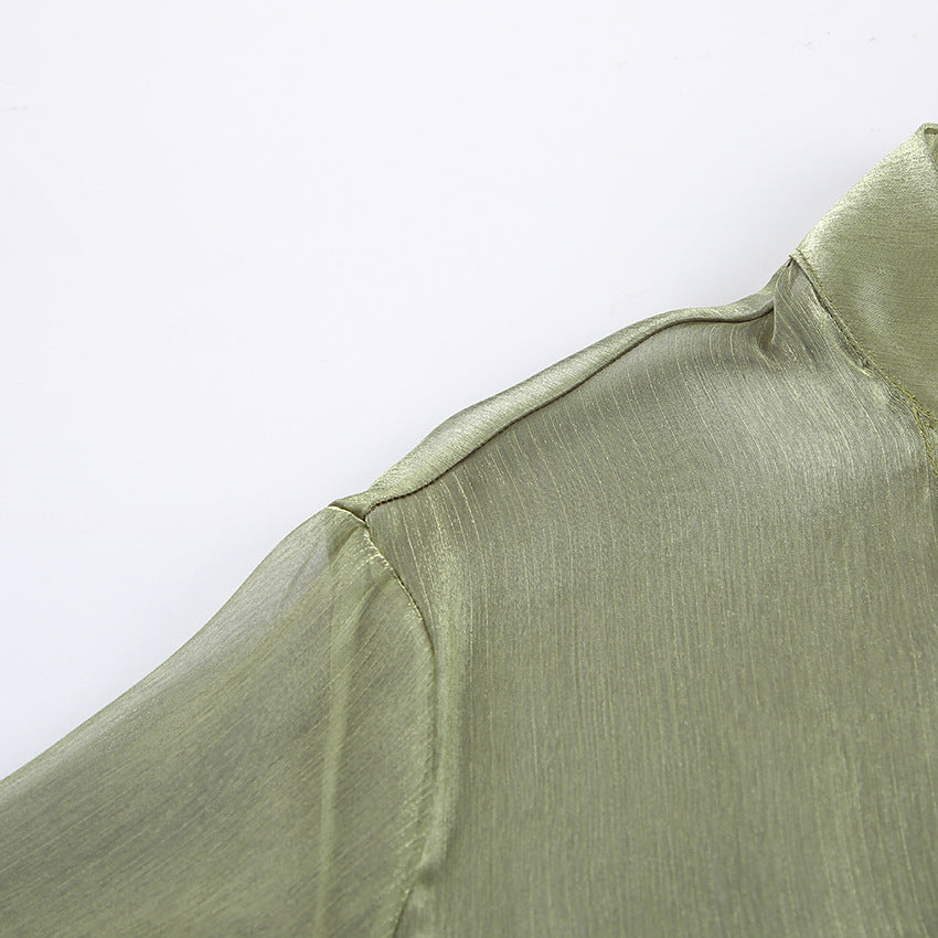 Green Sheer Long Sleeve Top