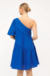 Gracie Blue One Shoulder Mini