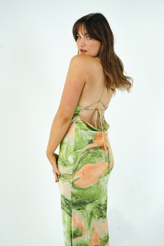 Hannah Sunset Olive Maxi Dress
