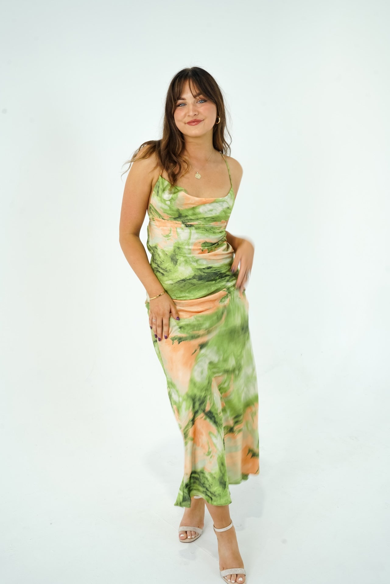 Hannah Sunset Olive Maxi Dress