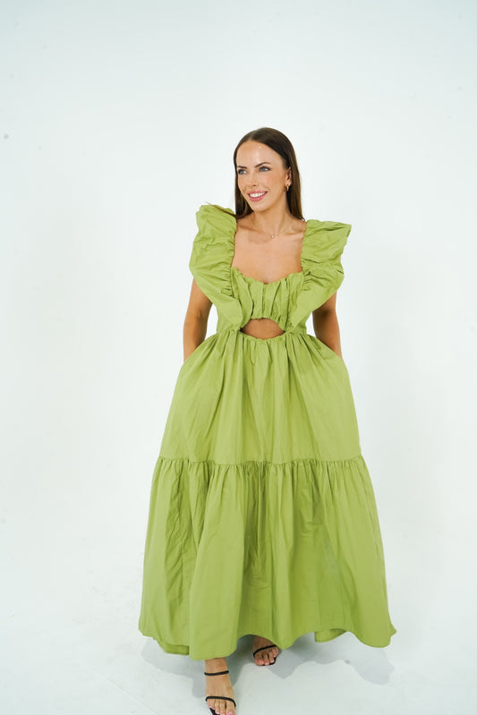 Lisa Ruffle Shoulder Maxi Dress