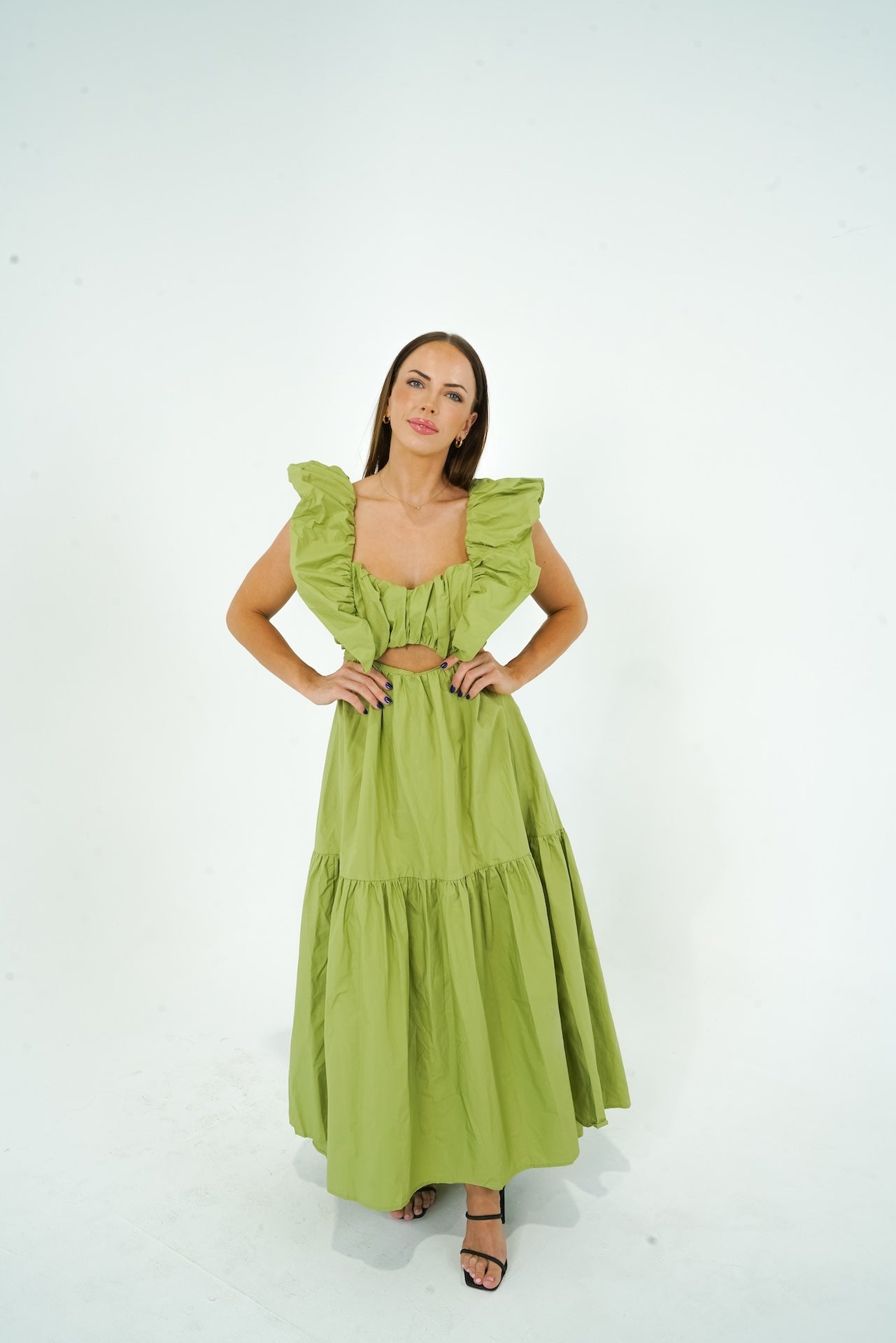 Lisa Ruffle Shoulder Maxi Dress