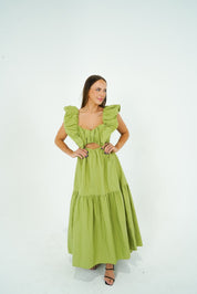 Lisa Ruffle Shoulder Maxi Dress