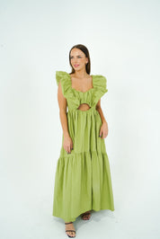 Lisa Ruffle Shoulder Maxi Dress