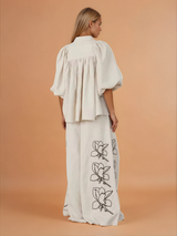 Sue Embroidered Beige Pants