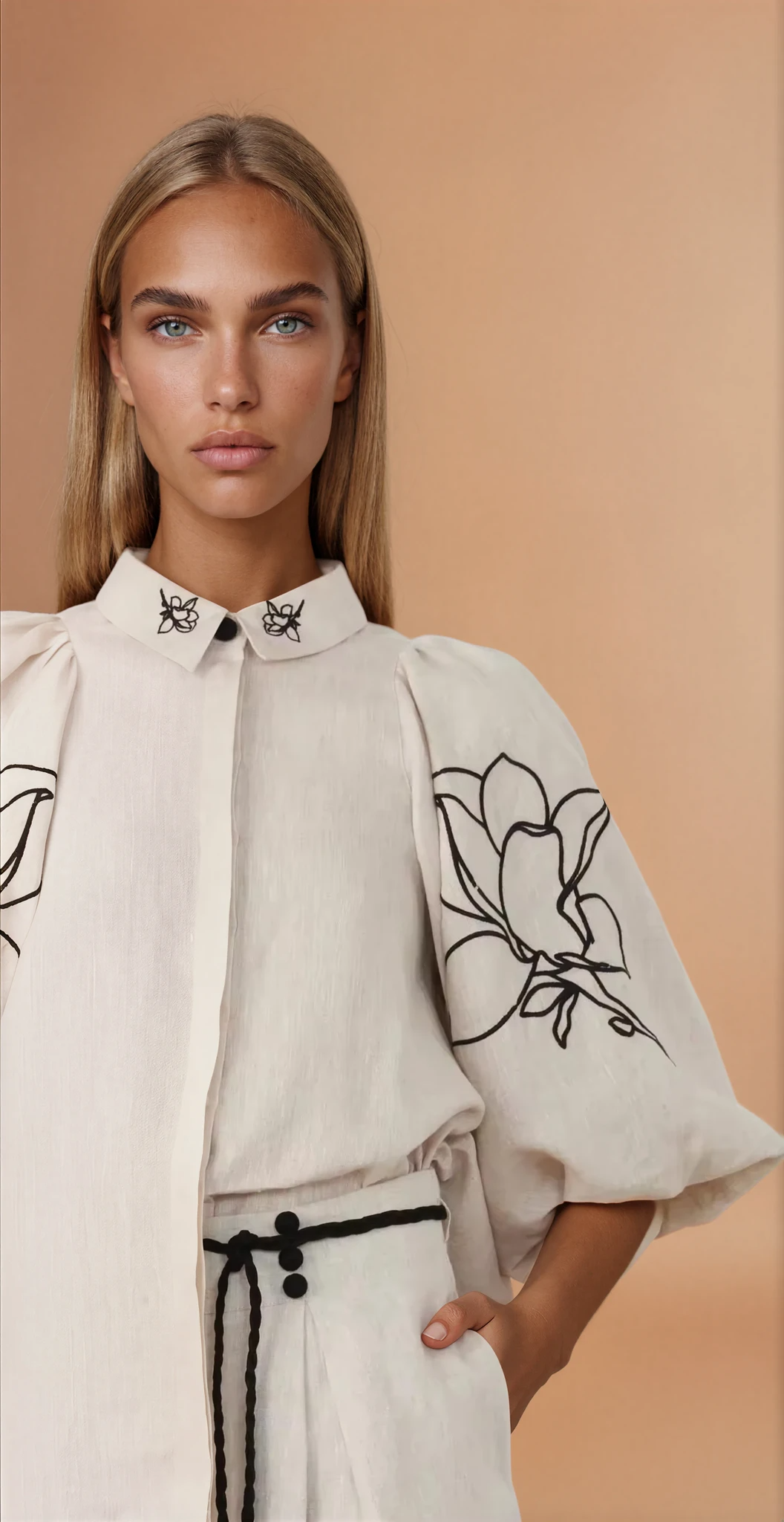 Sue Embroidered Beige Top