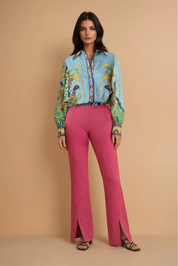 Pink High Waisted Slit Bottoms