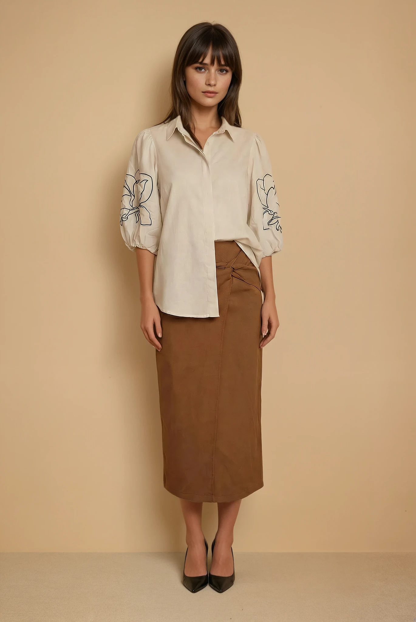 Brown Corner Tie Skirt