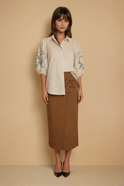 Brown Corner Tie Skirt