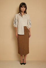 Brown Corner Tie Skirt