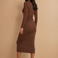 Chocolate Brown Side Cut-Out Dress