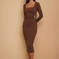 Chocolate Brown Side Cut-Out Dress
