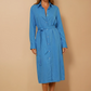Clara Satin Blue Midi Dress