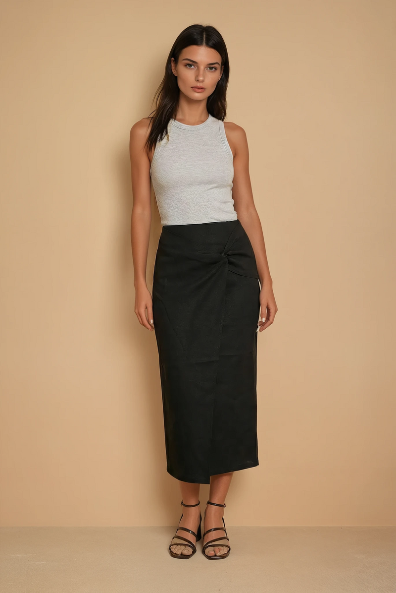 Black Corner Tie Skirt