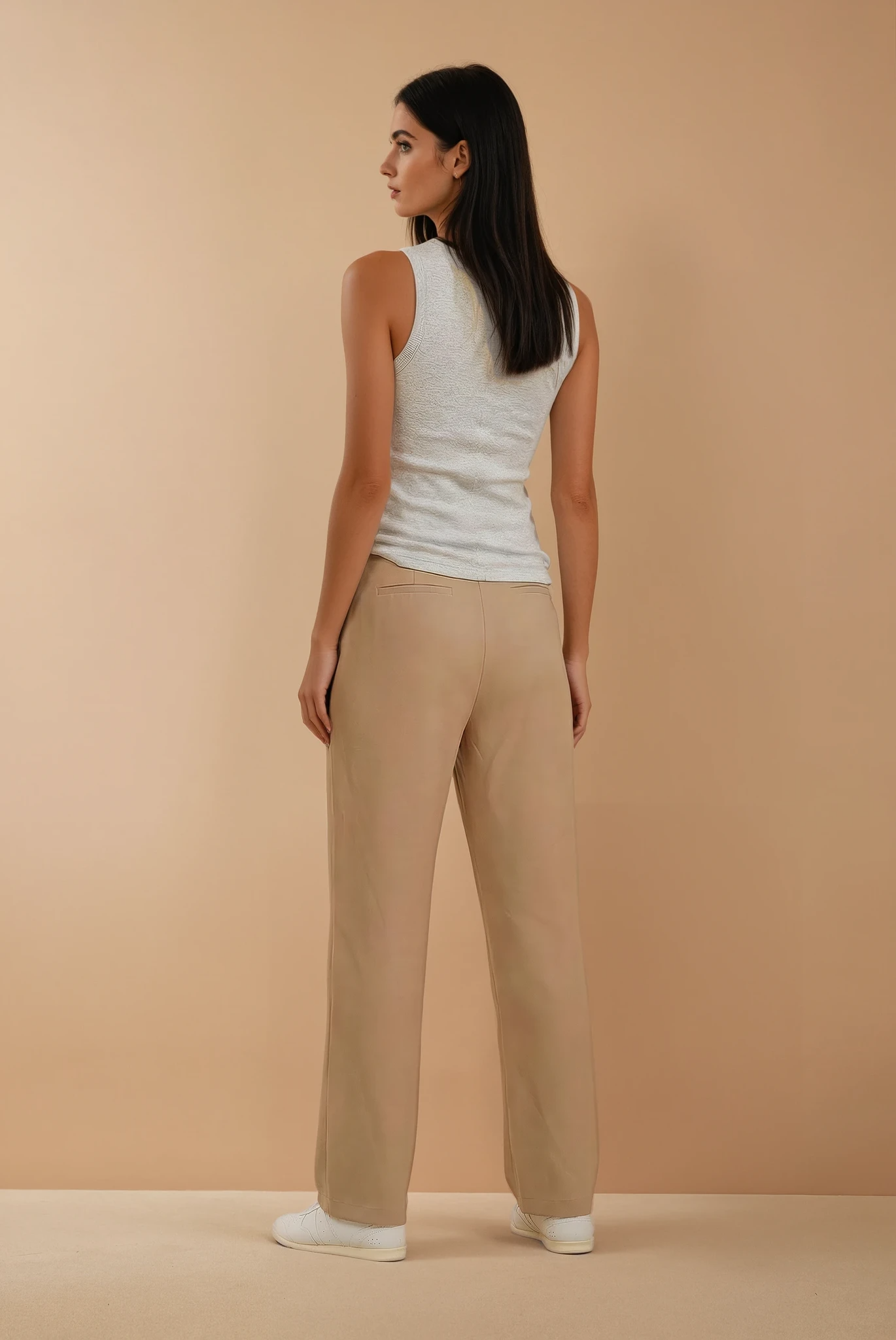 Beige High Waist Pants