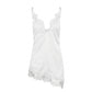 Sexy Low Cut Satin V neck Lace Patchwork Slit Waist Trimming Spaghetti Straps Small Vest Women Elegant All Match