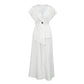 White Short Sleeved Lace up Women Design Waistcoat Mid Length White Shirt A line Skirt Two Piece Set