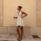 Summer French Retro V neck Slim Fit Slimming Polka Dot Brace Dress