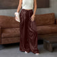 Women Solid Color Satin Imitation Acetate Trousers Women Commuting Elegant High Grade Casual Loose Wide Leg Pants