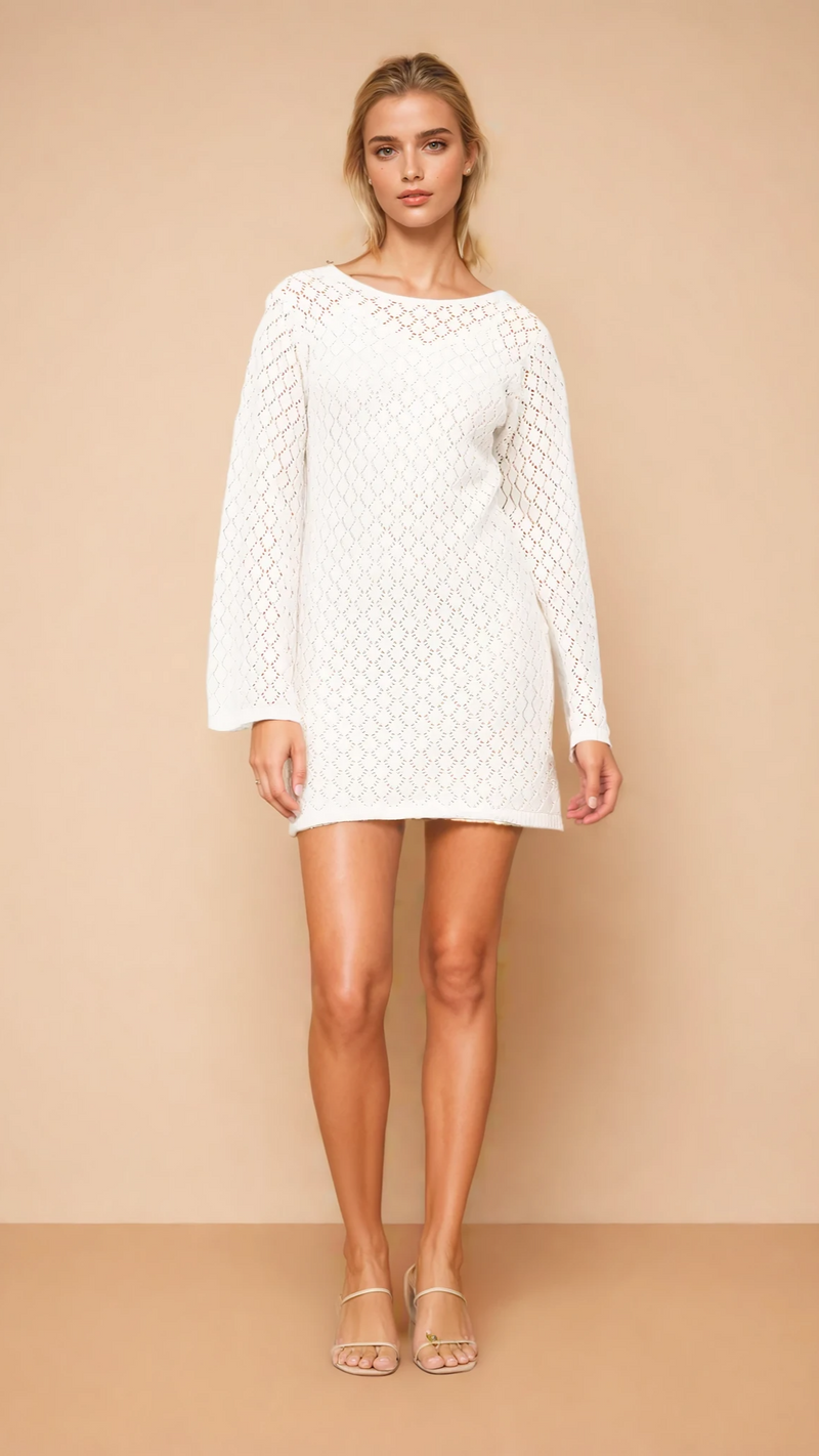 White Crochet Mini Dress