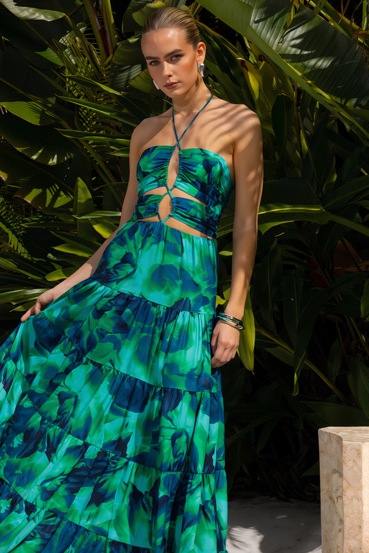 Calista Green Orchid Maxi Dress