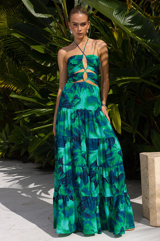 Calista Green Orchid Maxi Dress