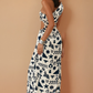 White & Black Print Nammos Maxi Dress