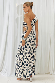 White & Black Print Nammos Maxi Dress
