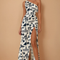 White & Black Print Nammos Maxi Dress