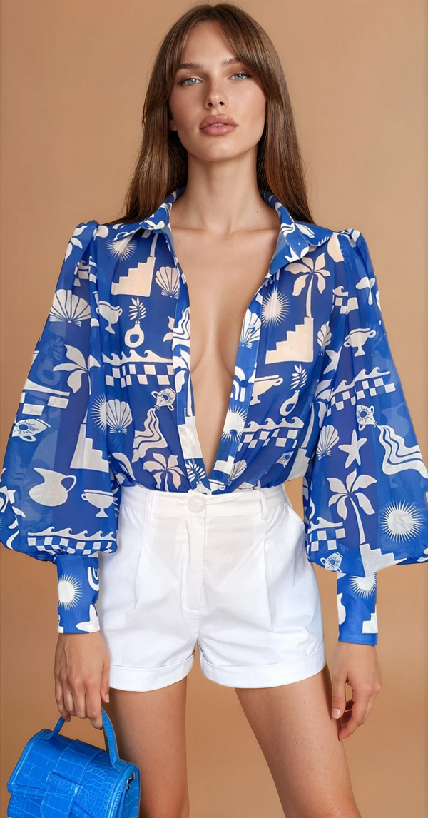 Cove Blue Fleetwood Blouse