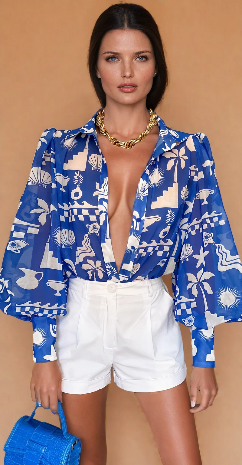 Cove Blue Fleetwood Blouse