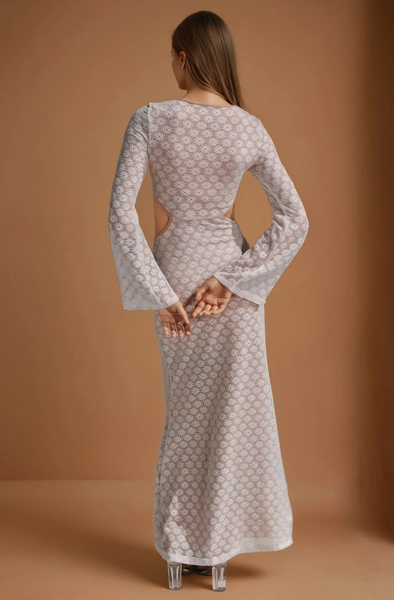 White/Sand Floral Nisha Maxi Dress