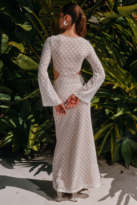 White/Sand Floral Nisha Maxi Dress