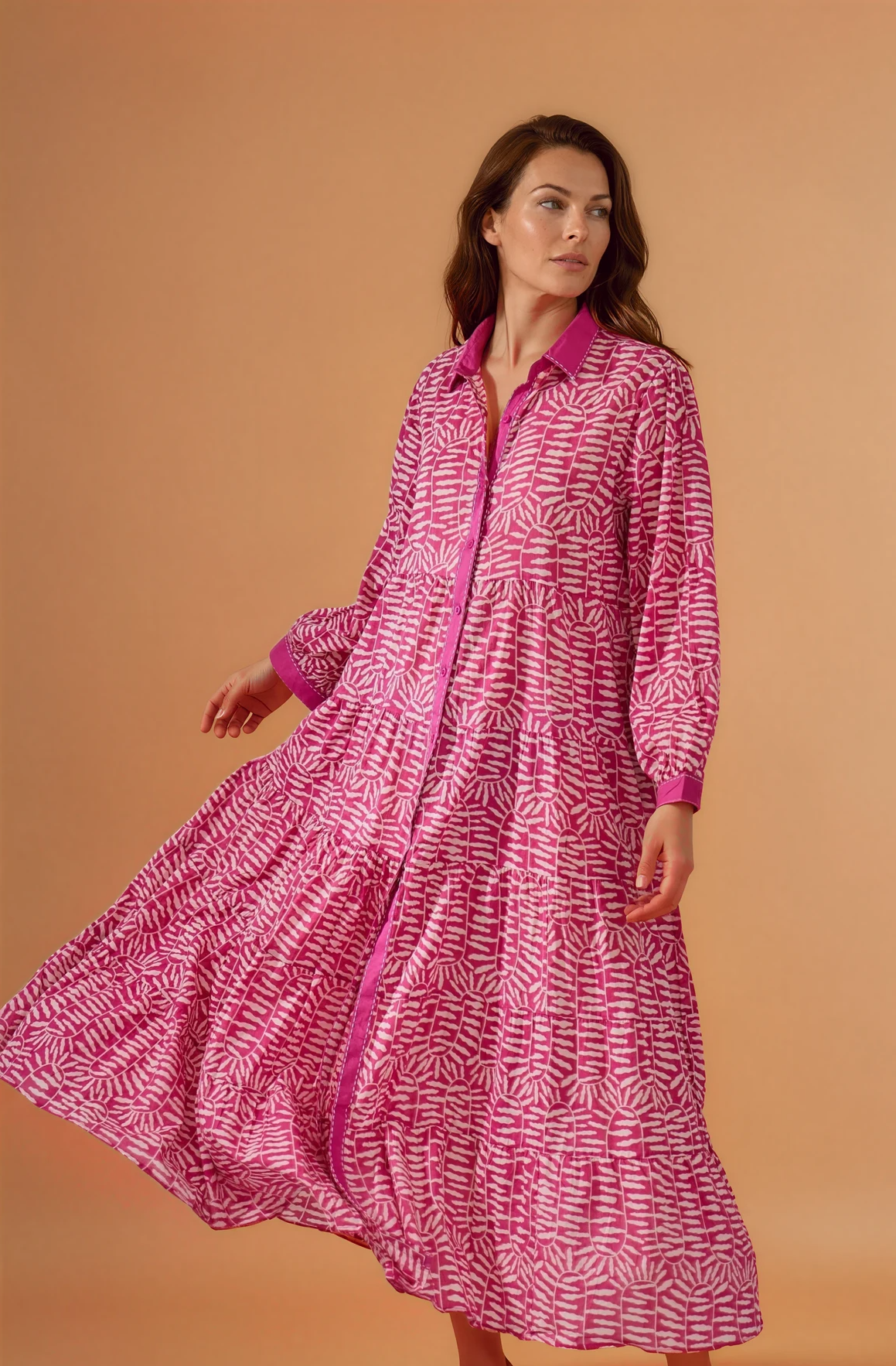Rose Button Down Maxi Dress