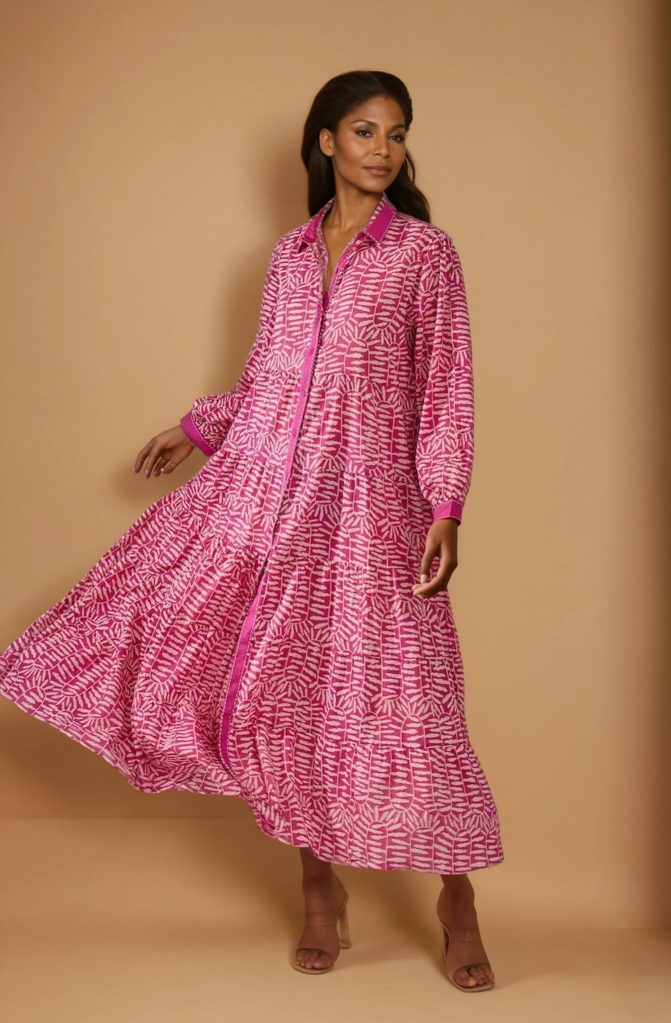 Rose Button Down Maxi Dress