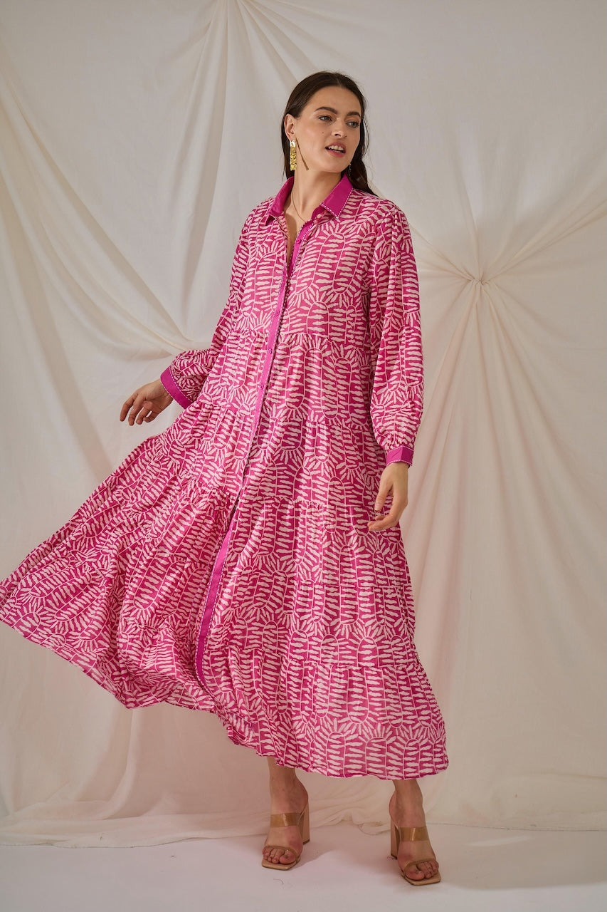 Rose Button Down Maxi Dress
