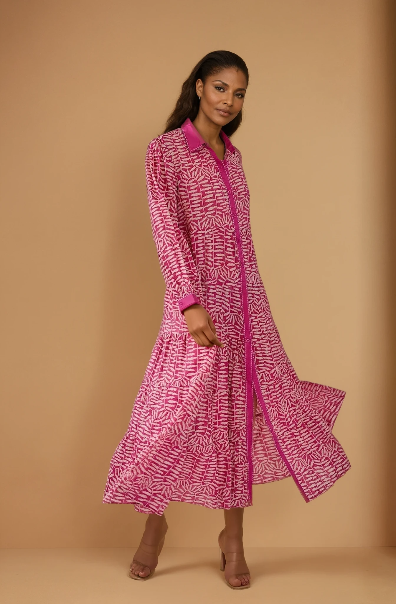 Rose Button Down Maxi Dress
